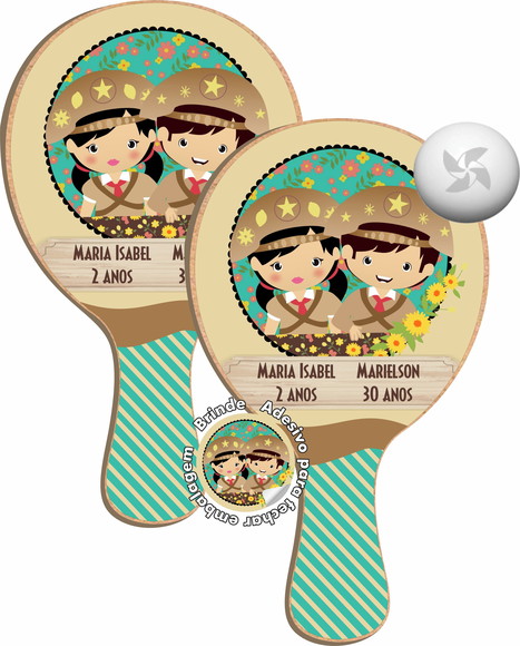 Raquetes Ping Pong Lembrança Cangaço, Lâmpião e Maria Bonita