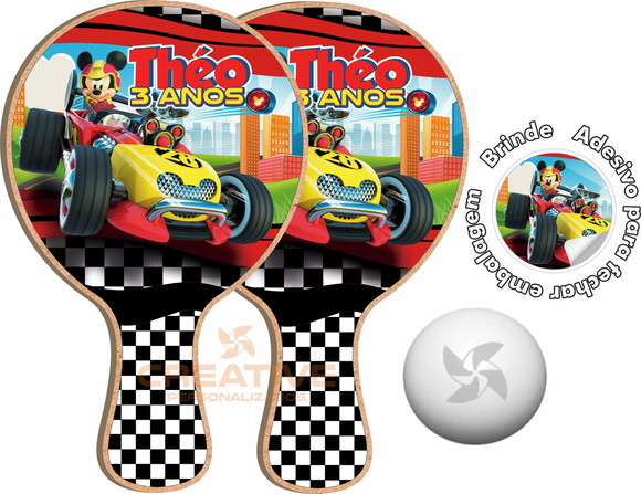 Kit Raquetes Ping Pong Mickey Aventuras Sobre Rodas