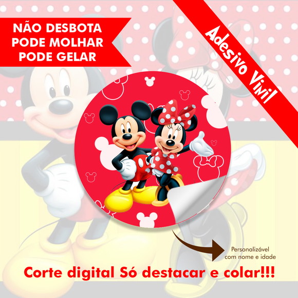 Etiqueta 5cm Personalizada Mickey E Minnie