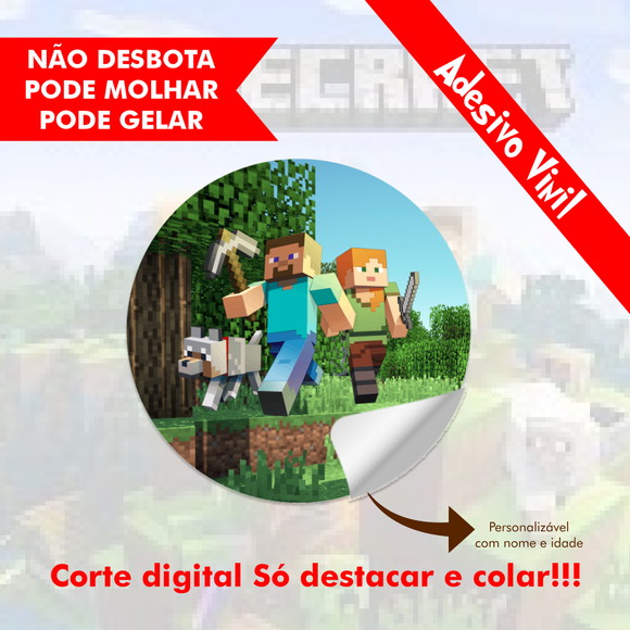 Etiqueta 5cm Personalizada Minecraft