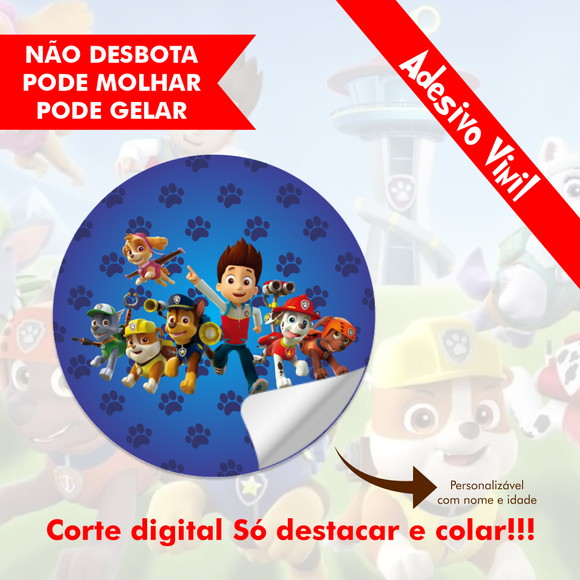 Etiqueta 5cm Personalizada Patrulha Canina