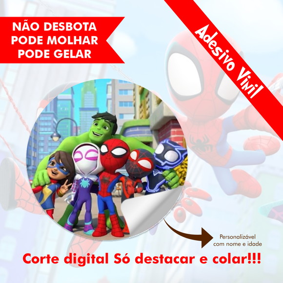 Etiqueta 5cm Personalizada Spidey Seus Amigos Espetaculares