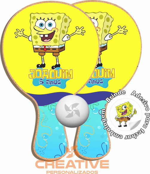 Kit Raquetes Ping Pong - Bob Esponja