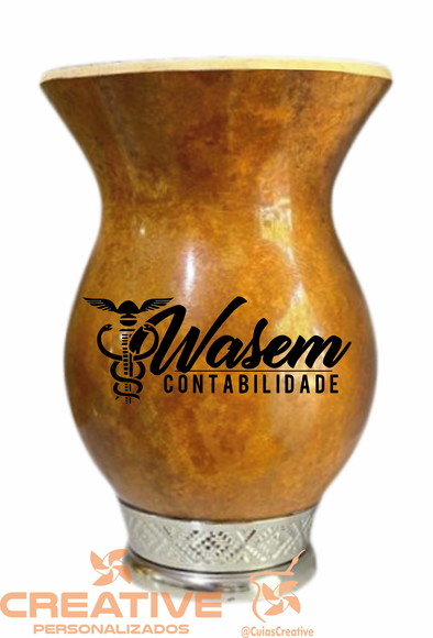 Cuia chimarrão com pé prata - com logo empresa