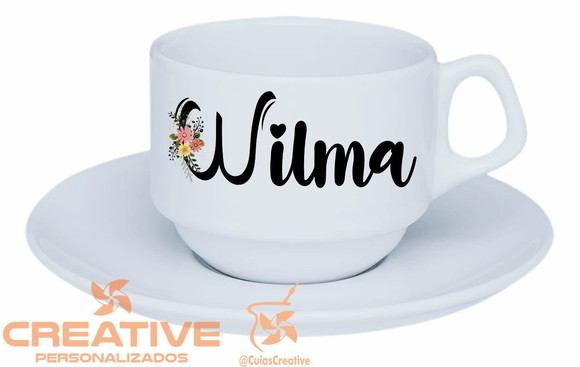 Café chá xícara c/ pires personalizada