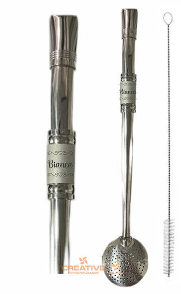 Bombas Chimarrão Inox Personalizada 21cm altura