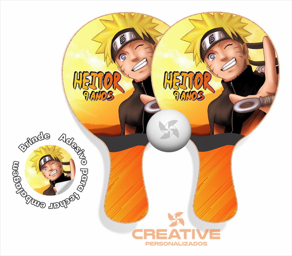 Kit Raquetes Ping Pong Lembrancinha Naruto
