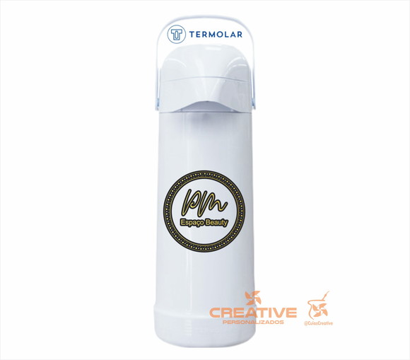 Térmica branca 1Litro termolar com logomarca empresa