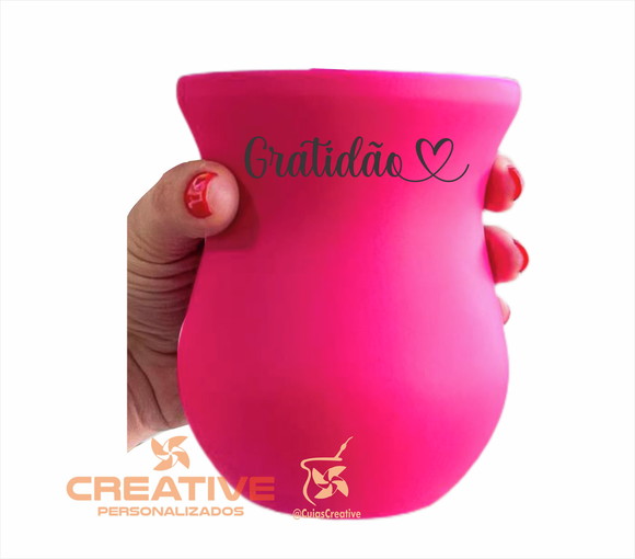 cuia chimarrão madeira imbuia personalizada rosa neon