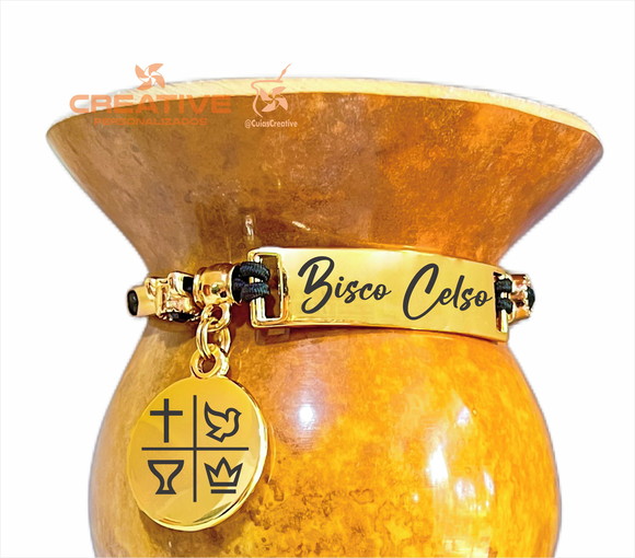 Pulseira de cuia chimarrão folheada a ouro personalizada