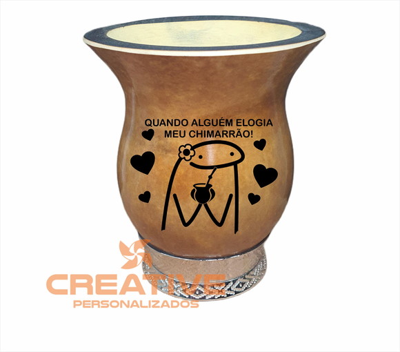 Cuia chimarrão com pé prata florck meme