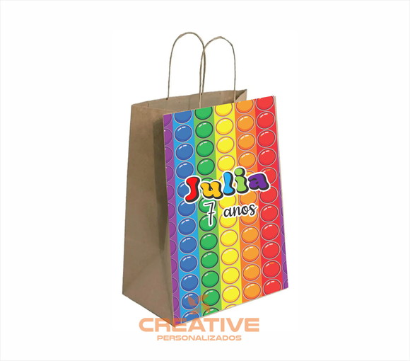Sacola de papel personalizada no tema da festa - Pop It