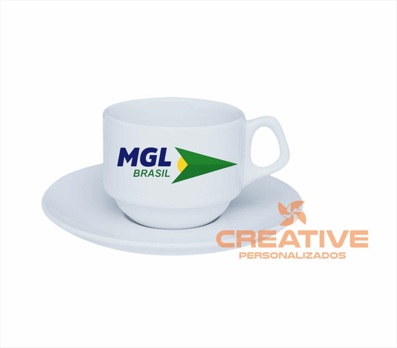 Café chá xícara c/ pires personalizada
