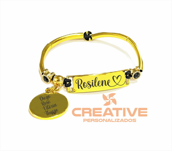Pulseira para cuia chimarrão folheada a ouro personalizada