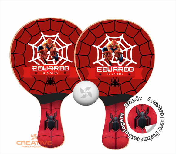 Kit Raquetes Ping Pong Lembrancinha Homem Aranha