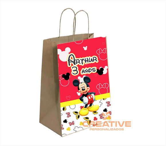 Sacola de papel personalizada no tema da festa - Mickey
