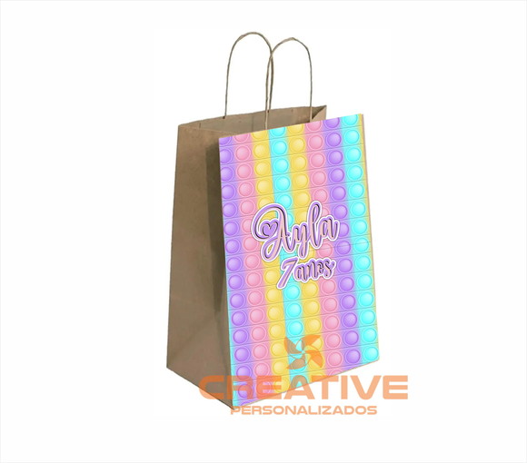 Sacola de papel personalizada no tema da festa - Pop It