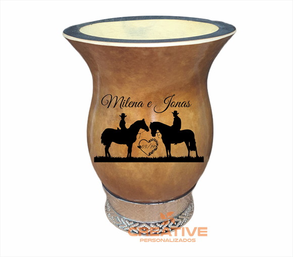Cuia chimarrão presente casal namorados cavalo