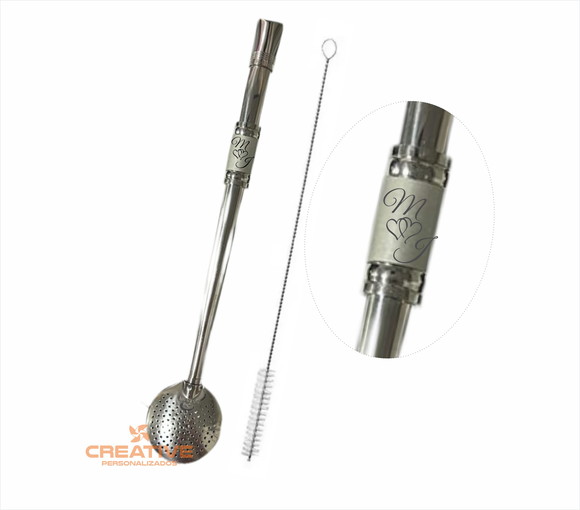 Bombas Chimarrão Inox Personalizada 24cm altura casal