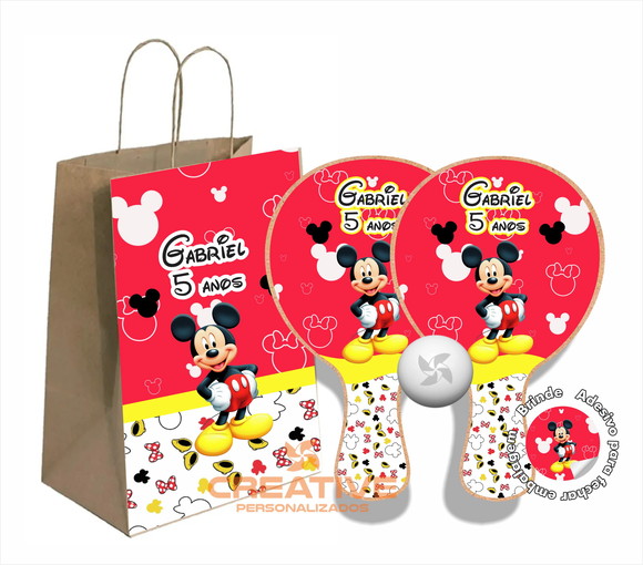 Kit Sacolinha e Raquete Ping Pong - Mickey