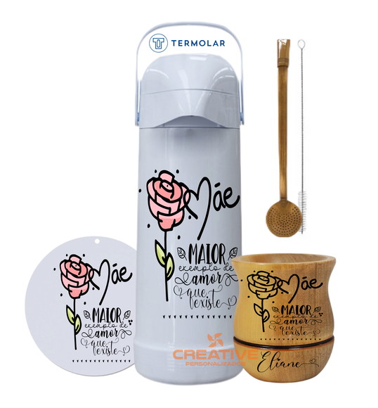 Kit chimarrão cuia bomba garrafa presente dia das mães-4pçs