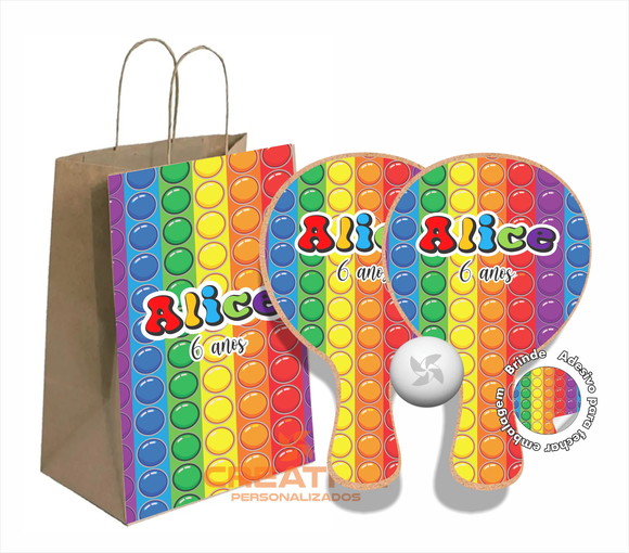 Kit Sacolinha e Raquete Ping Pong - Pop It