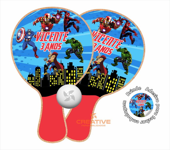 Kit Raquetes Ping Pong - Vingadores