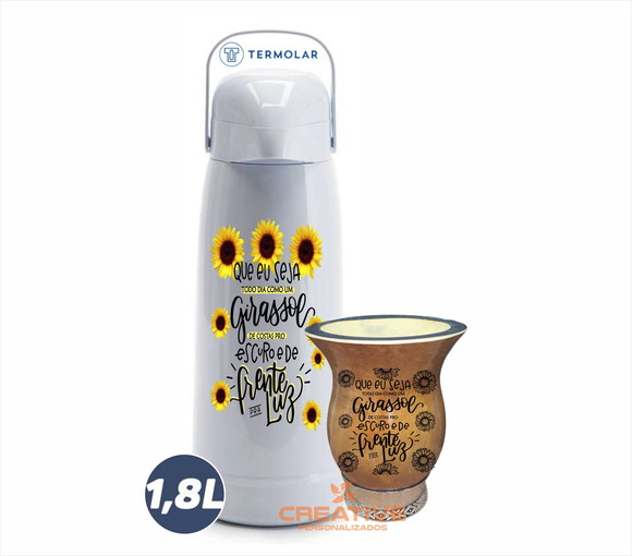 Kit Garrafa Térmica 1.8 Litro Termolar e cuia chimarrão
