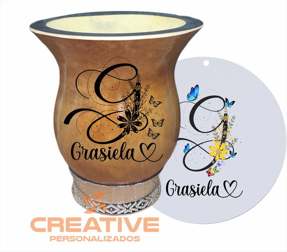 Cuia chimarrão com cevador vira mate - personalizados