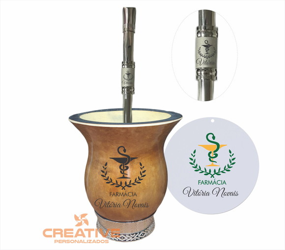 Cuia chimarrão bomba inox vira mate - profissões farmácia
