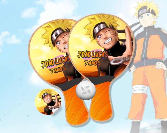 Kit Raquetes Ping Pong, Naruto Personalizado