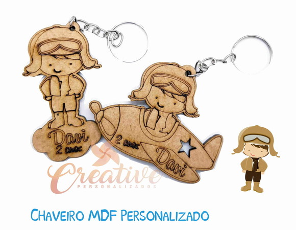 Chaveiro Infantil personalizado Menino Aviador