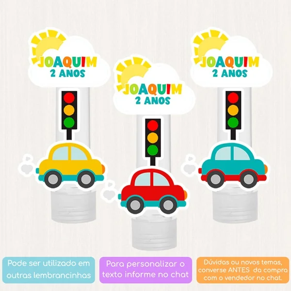 10 Apliques Personalizados Carrinhos Lembrancinha Aniversário Chá de bebê Tubete - Imagem 2