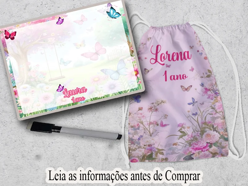 Kit lembrancinhas Jardim Encantado Mochila e Lousa Magica + canetinha