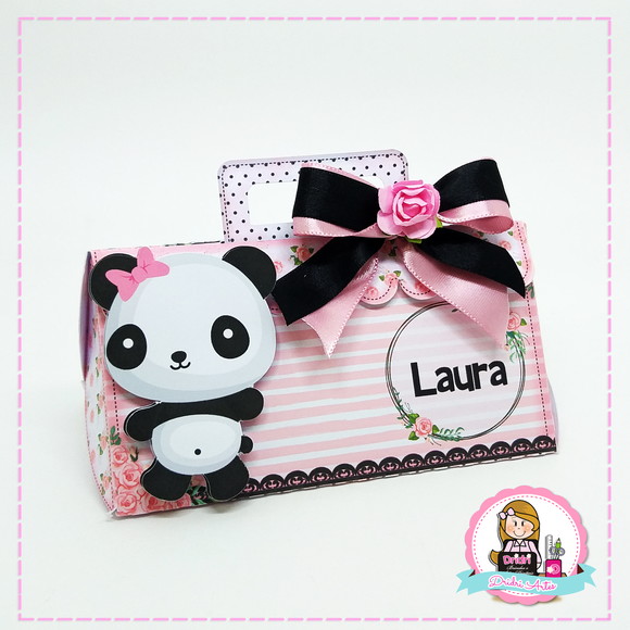 Bolsinha Triangulo Panda Rosa