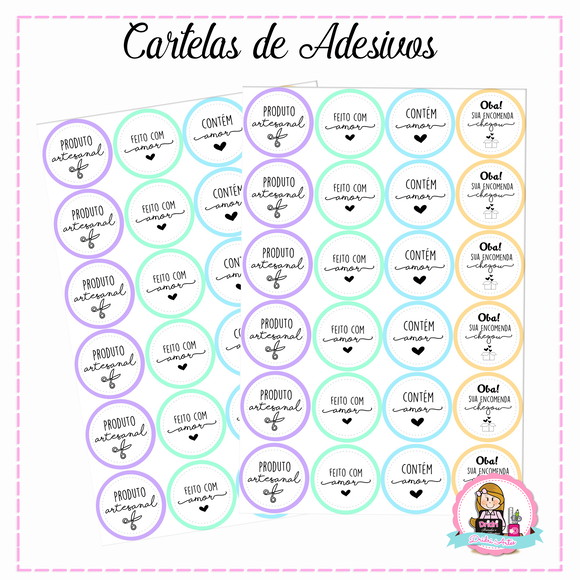 Cartela de Adesivos Produto Artesanal