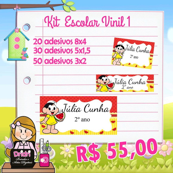 Etiquetas escolares em vinil