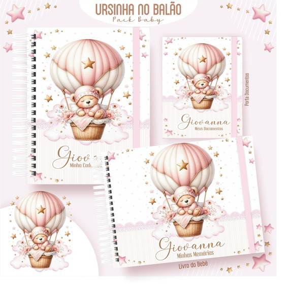 Kit Bebê Ursinha no Balão Rosa