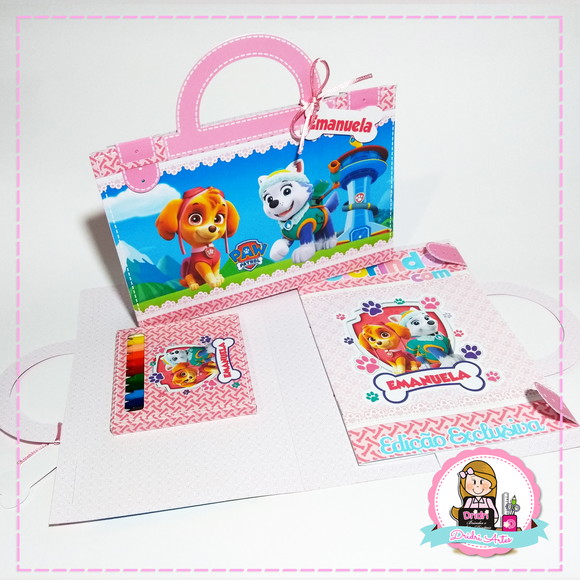Maletinha Colorir Patrulha Canina Rosa