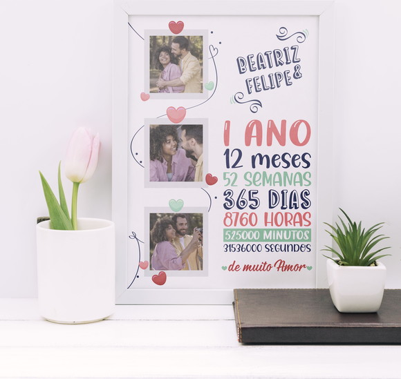 Quadro com Fotos Dia dos Namorados