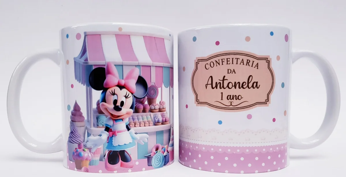Caneca personalizada aniversario Minnie Confeitaria Confeiteira - Imagem 1