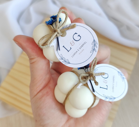 Mini Vela Bubble Perfumada - com Tag Personalizada