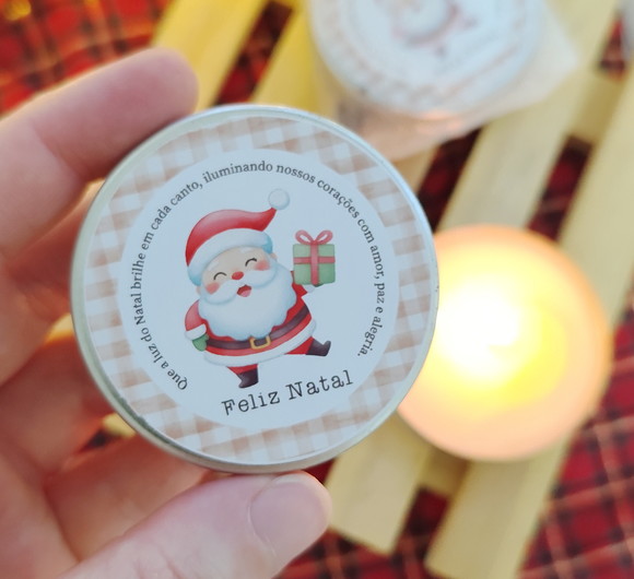 Mini Vela na Latinha Personalizada - Natal