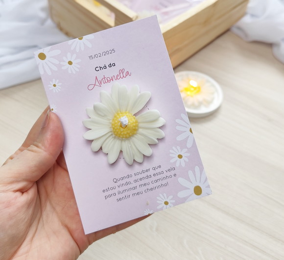Vela Margarida Perfumada - Cartão Personalizado