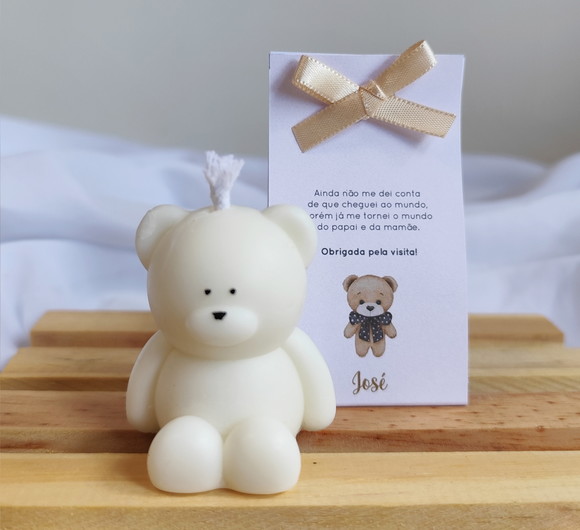 Vela Ursinho Grande Perfumada -cinta de Papel Personalizada