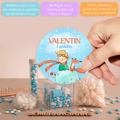 KIT COM 24 ADESIVOS DE 4 CM PEQUENO PRÍNCIPE AQUARELA PARA APLICAR EM DIVERSAS LEMBRANCINHAS
