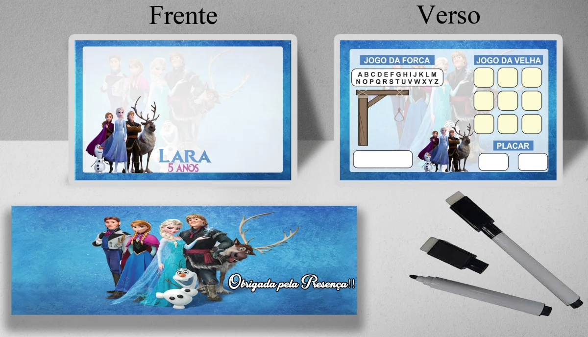 Lousa Mágica personalizada verso  c/ Jogos  lembrancinhas da Frozen