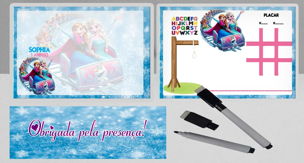 Lousa Mágica personalizada verso c/ Jogos lembrancinhas da Frozen - Imagem 2