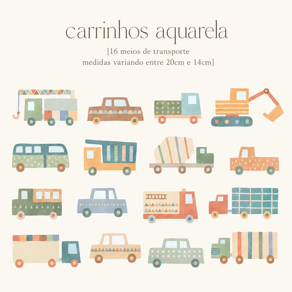 Adesivo de Parede Infantil Carrinhos Aquarela - carrinhos aquarela quarto de crainça - Imagem 2