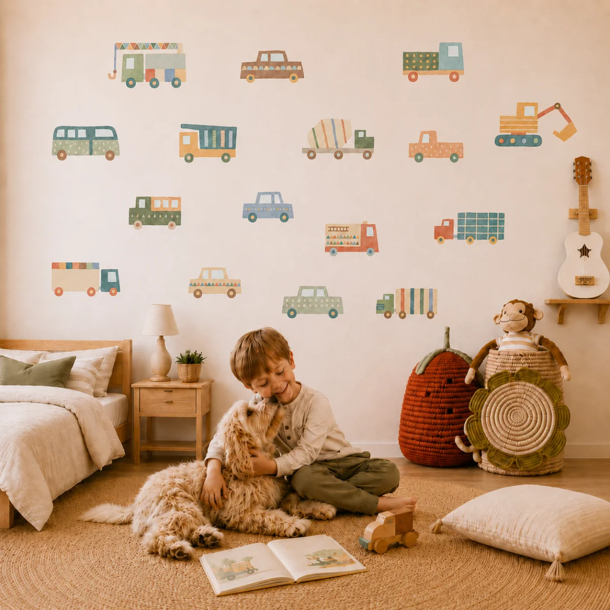 Adesivo de Parede Infantil Carrinhos Aquarela - carrinhos aquarela quarto de crainça
